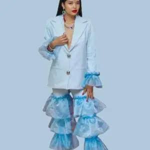 Costume deux pièces bleu ciel
