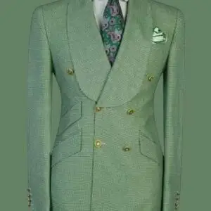 Veste croisée, vert à col chal
